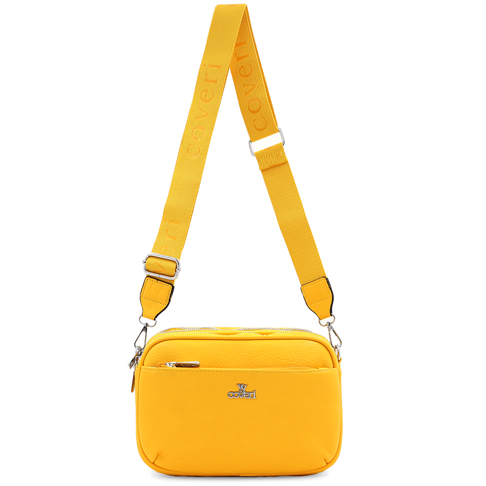 Női válltáska három rekesszel - sárga