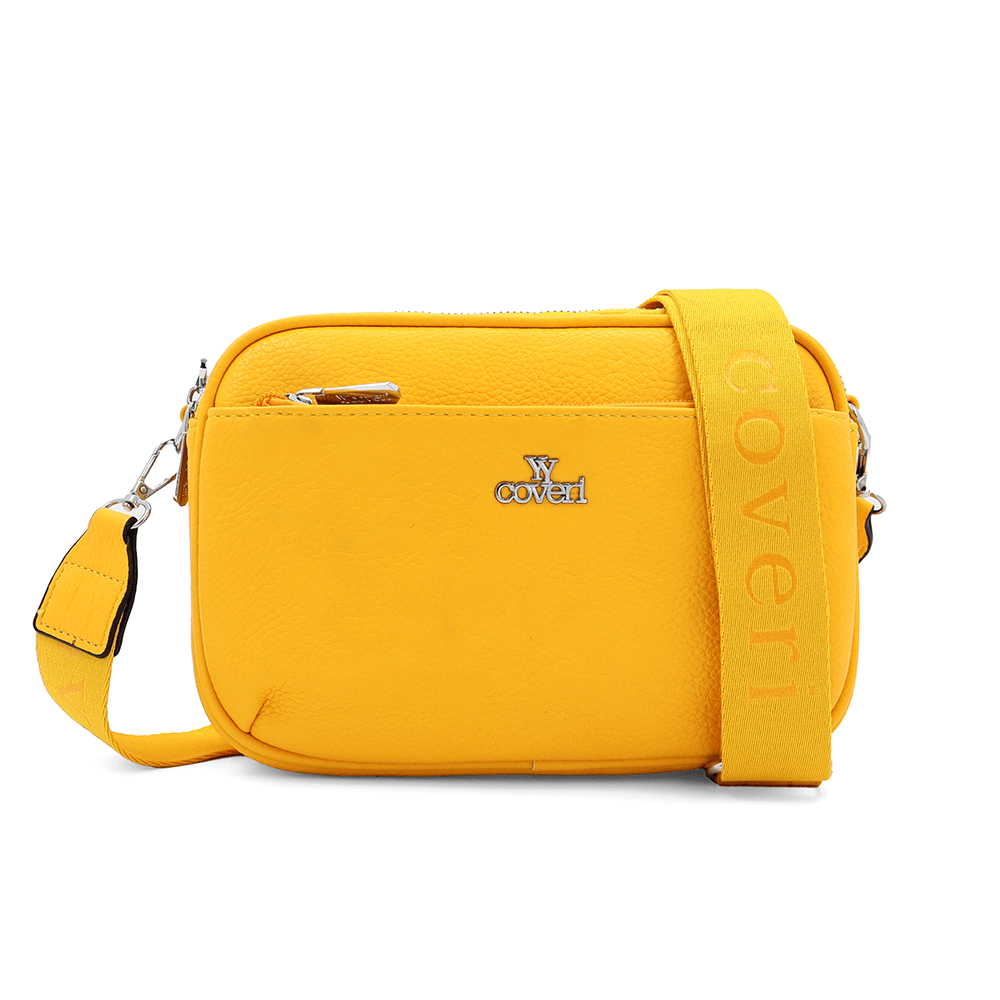 Női válltáska három rekesszel - sárga