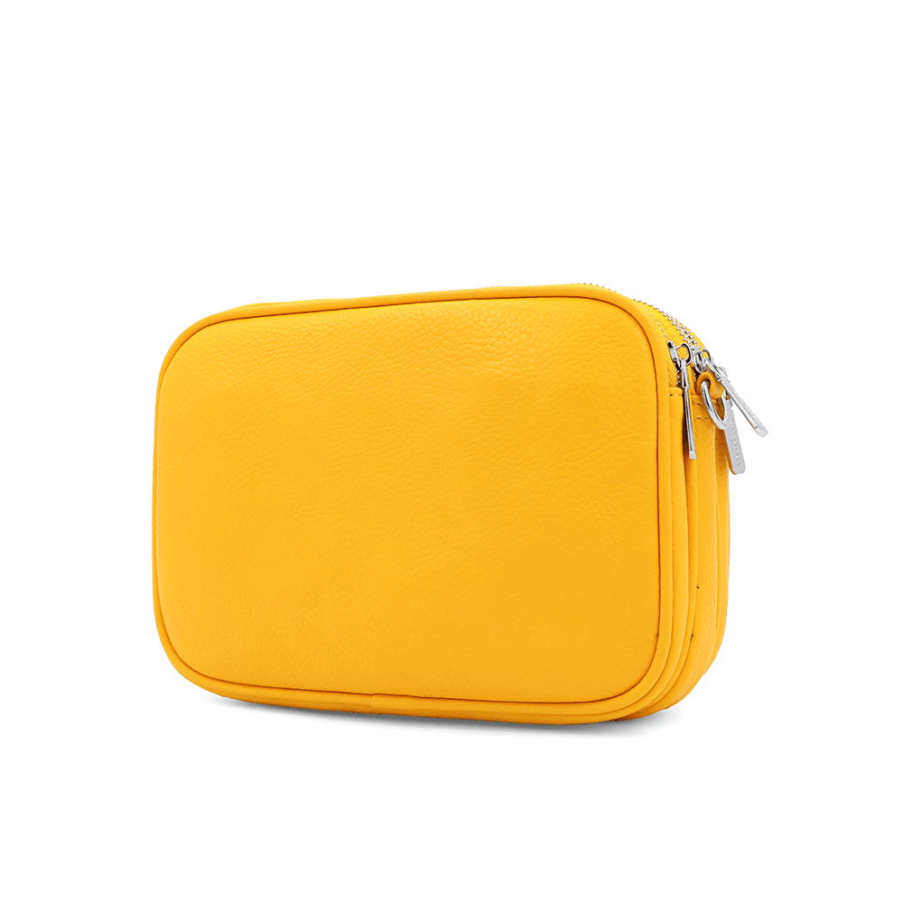 Női válltáska három rekesszel - sárga