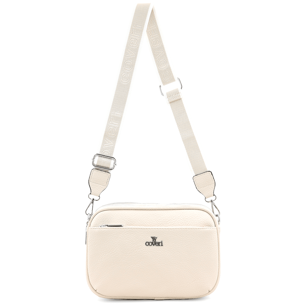 Női válltáska három rekesszel - bézs