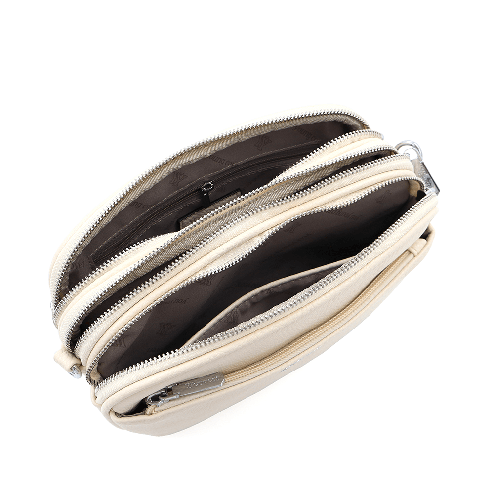 Női válltáska három rekesszel - bézs