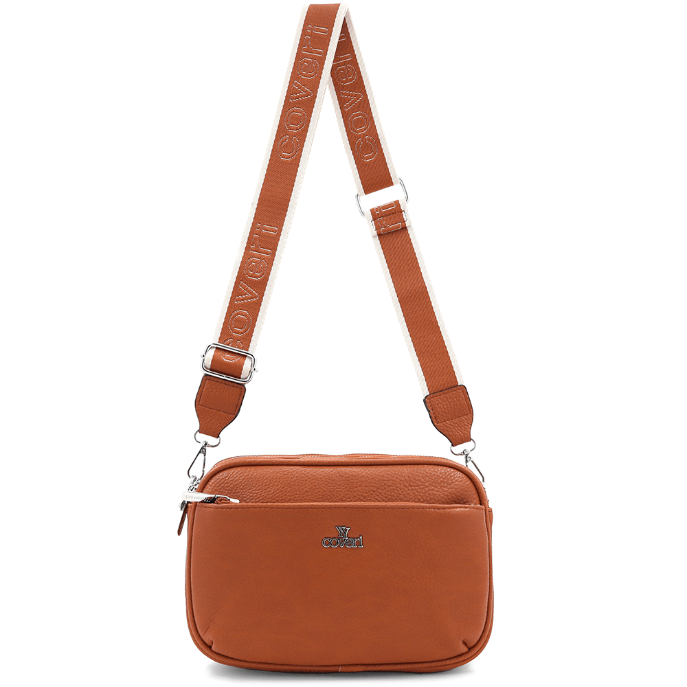 Női válltáska három rekesszel - cseréptetőbarna