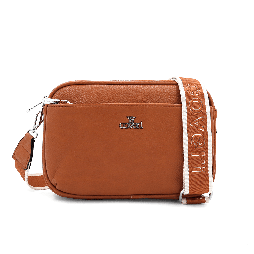 Női válltáska három rekesszel - cseréptetőbarna