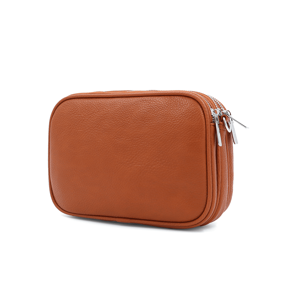 Női válltáska három rekesszel - cseréptetőbarna