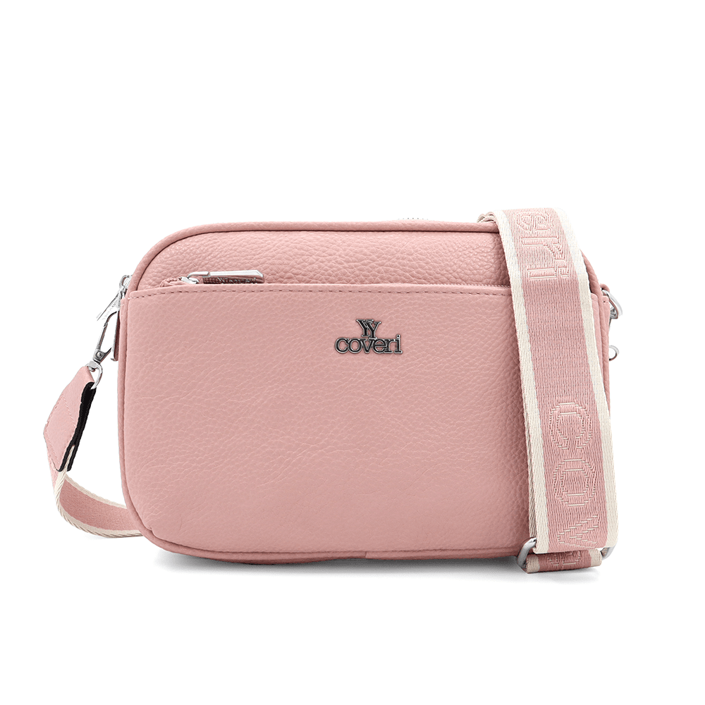 Női válltáska három rekesszel - rózsaszín