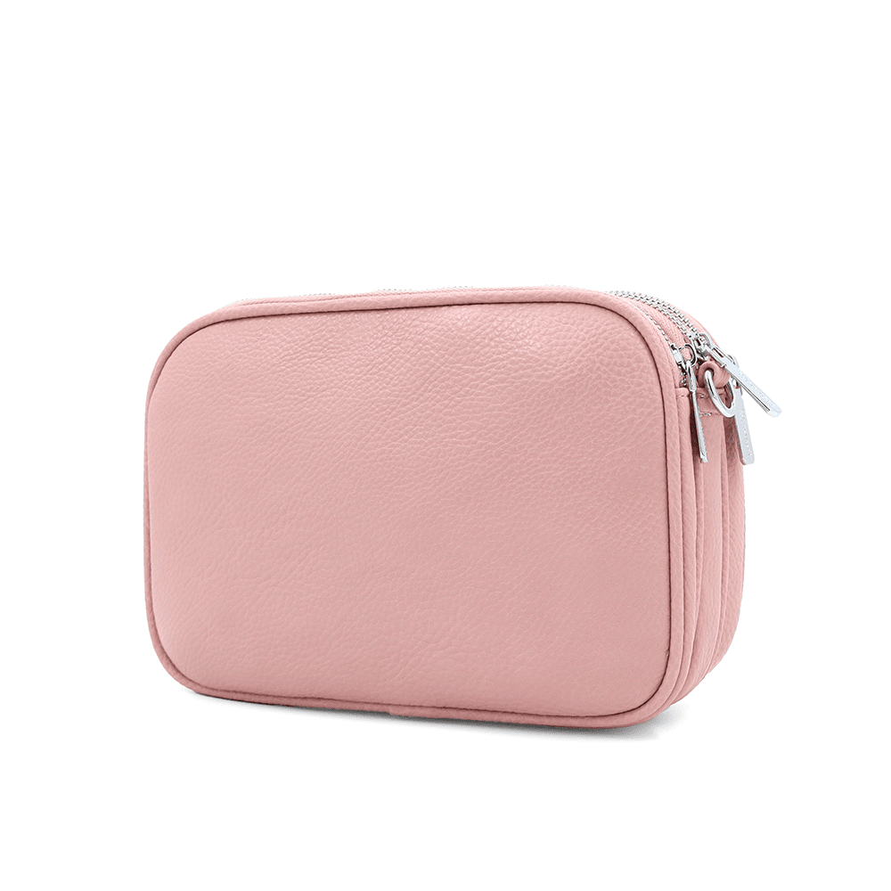 Női válltáska három rekesszel - rózsaszín