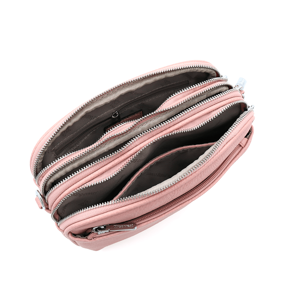 Női válltáska három rekesszel - rózsaszín