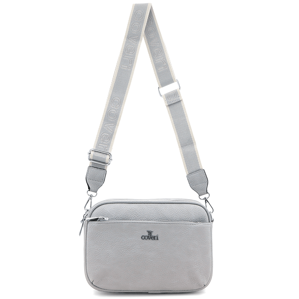 Női válltáska három rekesszel - világosszürke