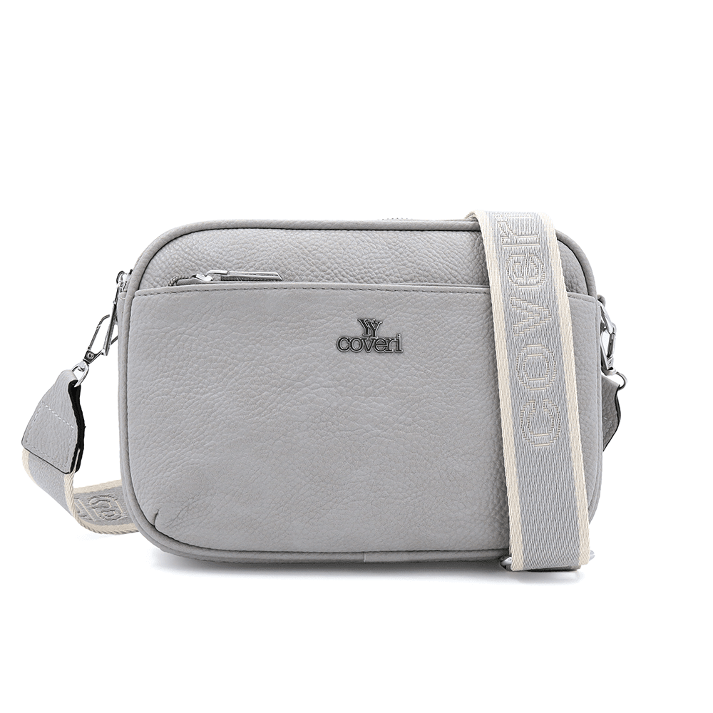 Női válltáska három rekesszel - világosszürke