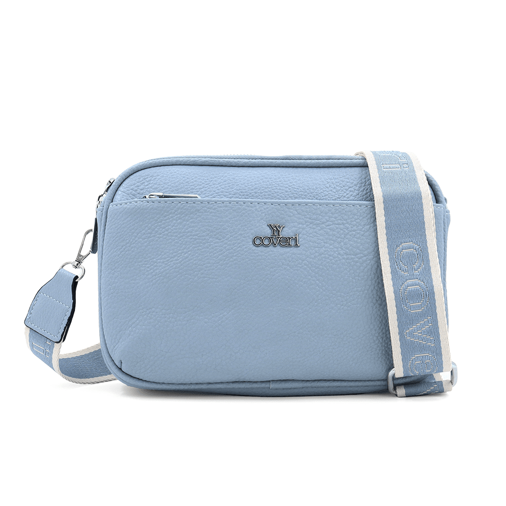 Női válltáska három rekesszel - kék