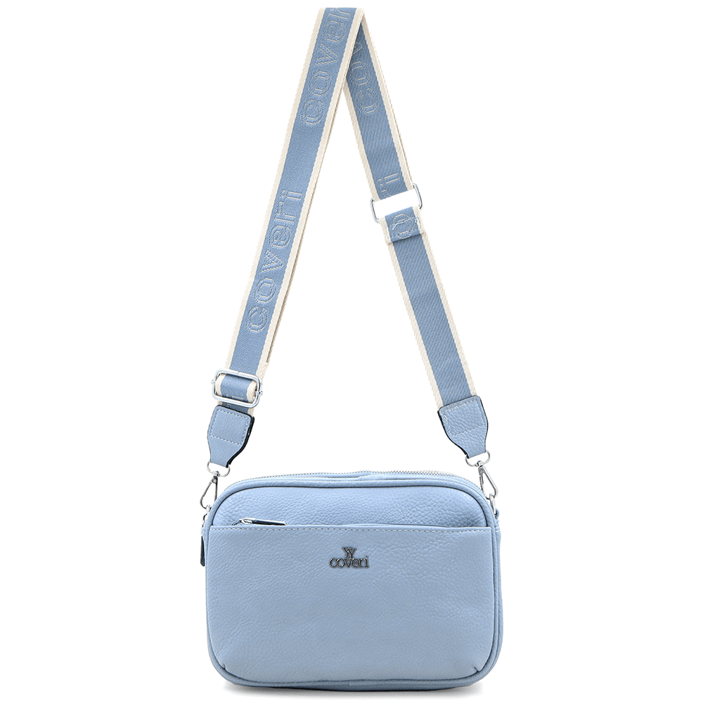 Női válltáska három rekesszel - kék