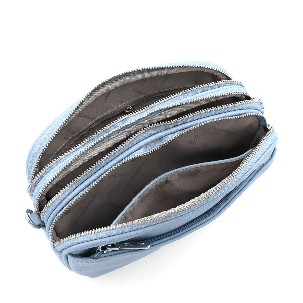 Női válltáska három rekesszel - kék