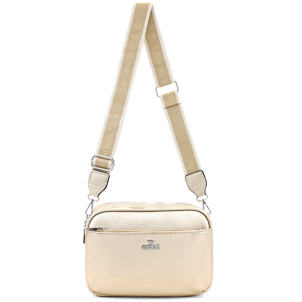 Női válltáska három rekesszel - arany színű