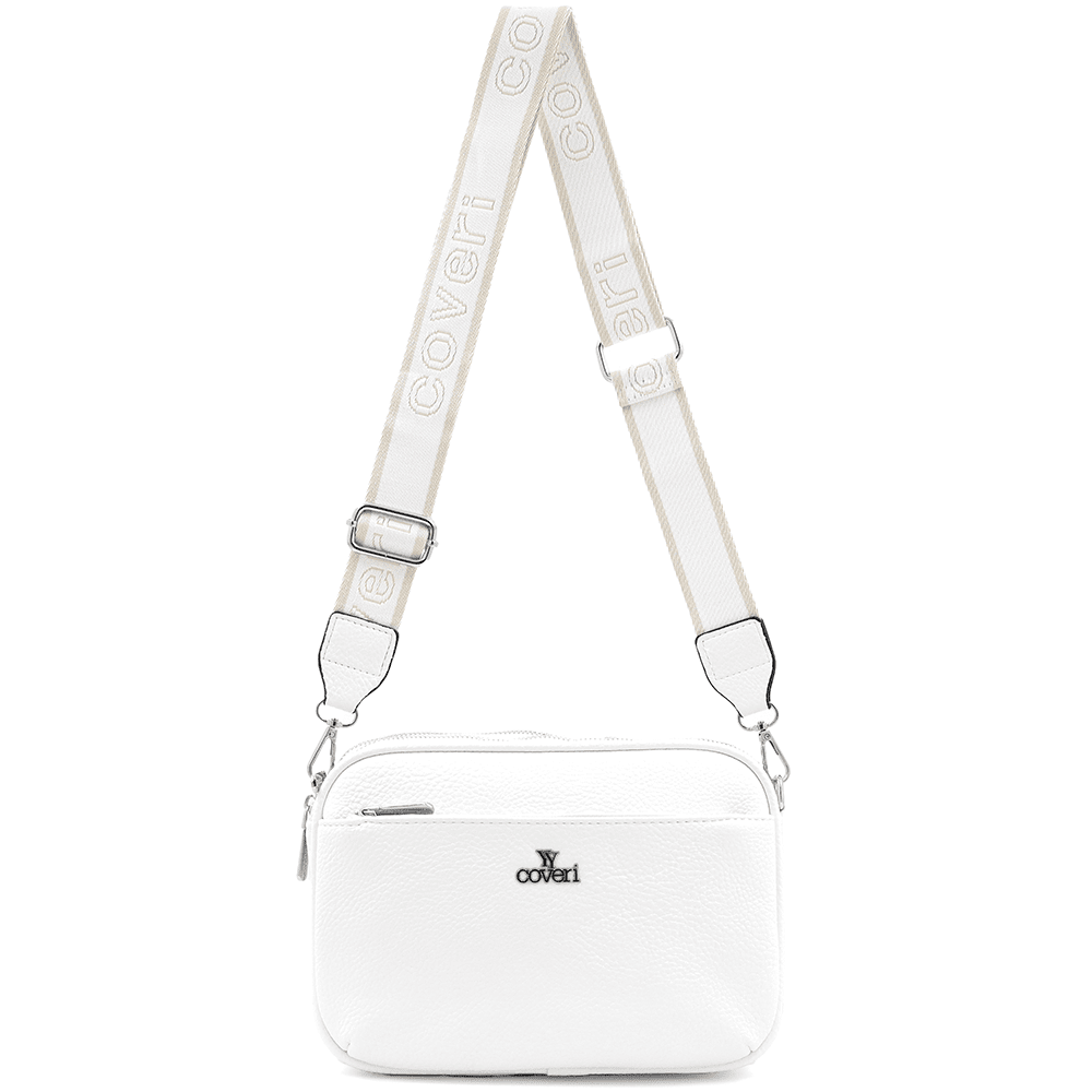 Női válltáska három rekesszel - fehér