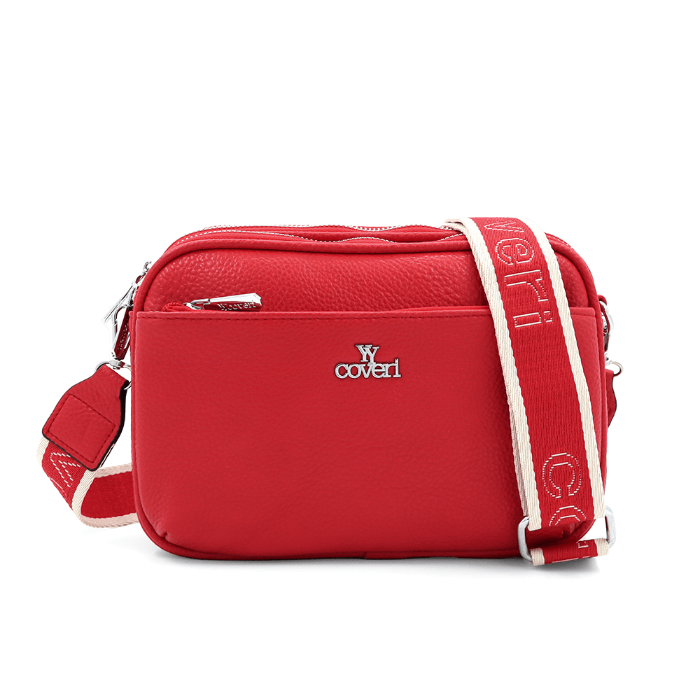 Női válltáska három rekesszel - piros