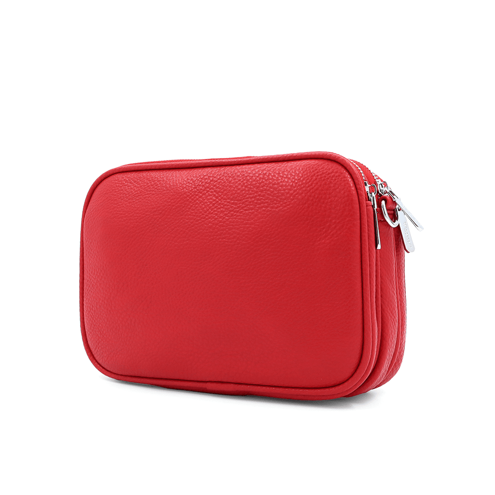 Női válltáska három rekesszel - piros