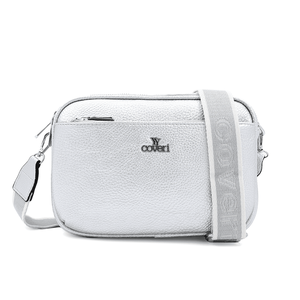 Női válltáska három rekesszel - ezüstös