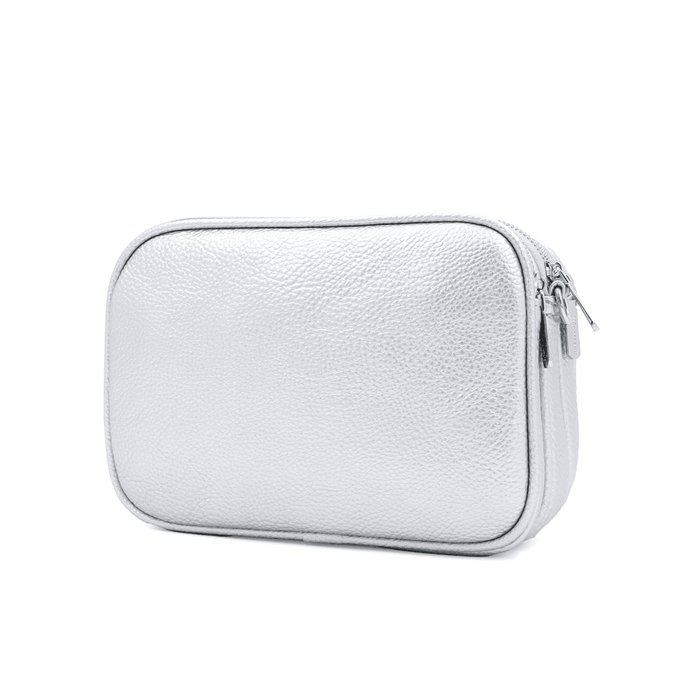 Női válltáska három rekesszel - ezüstös