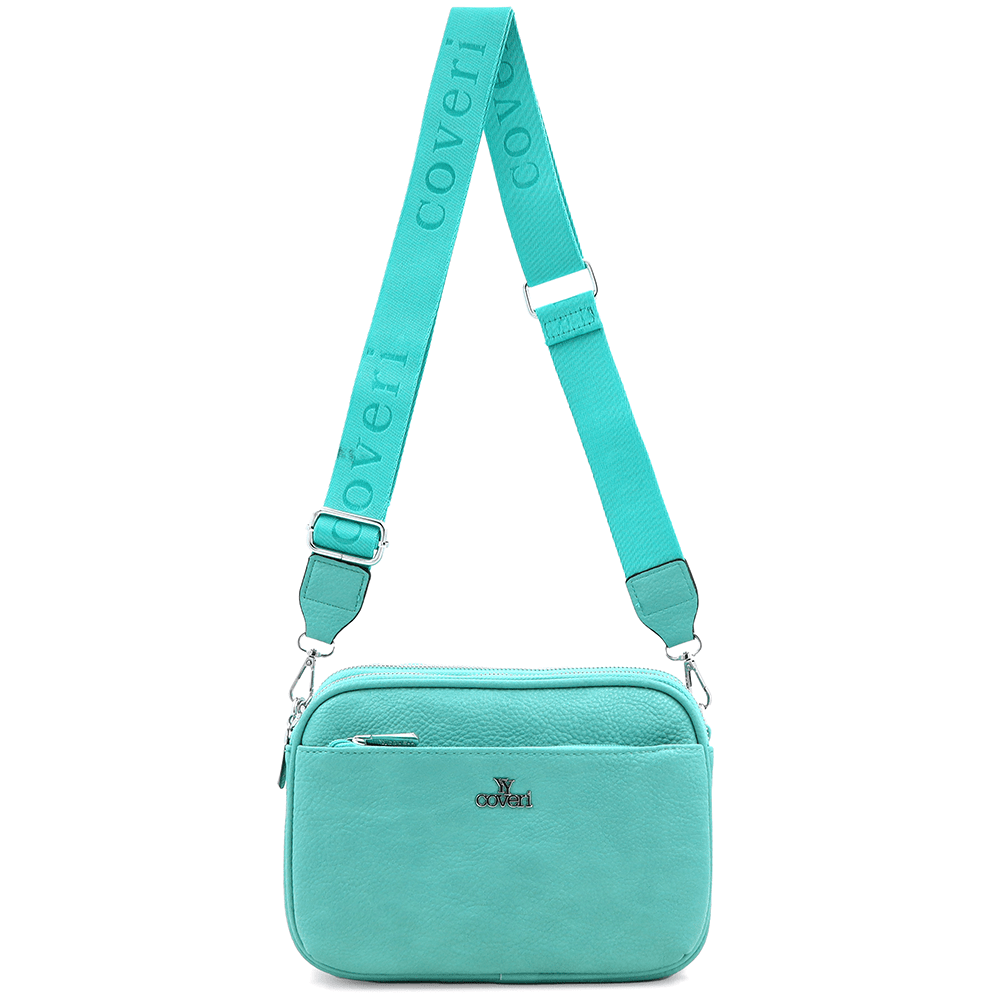 Női válltáska három rekesszel - mentazöld