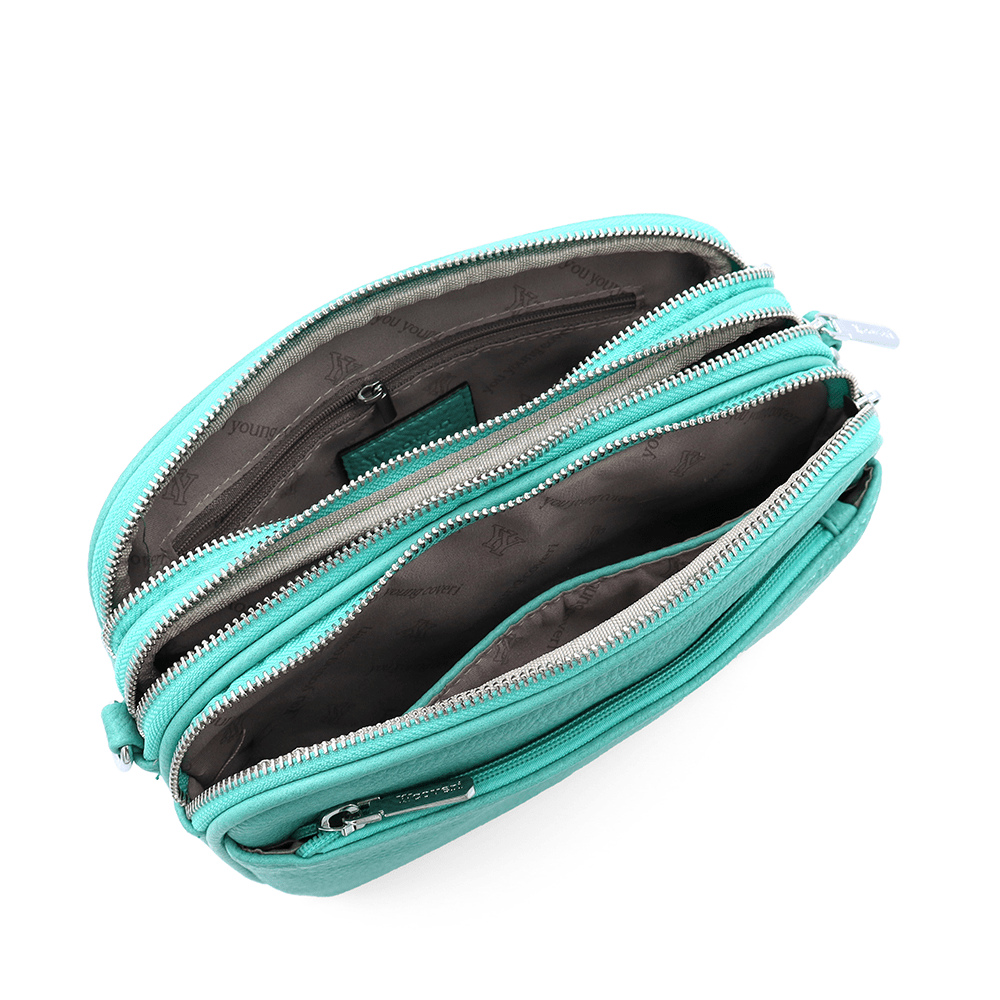 Női válltáska három rekesszel - mentazöld