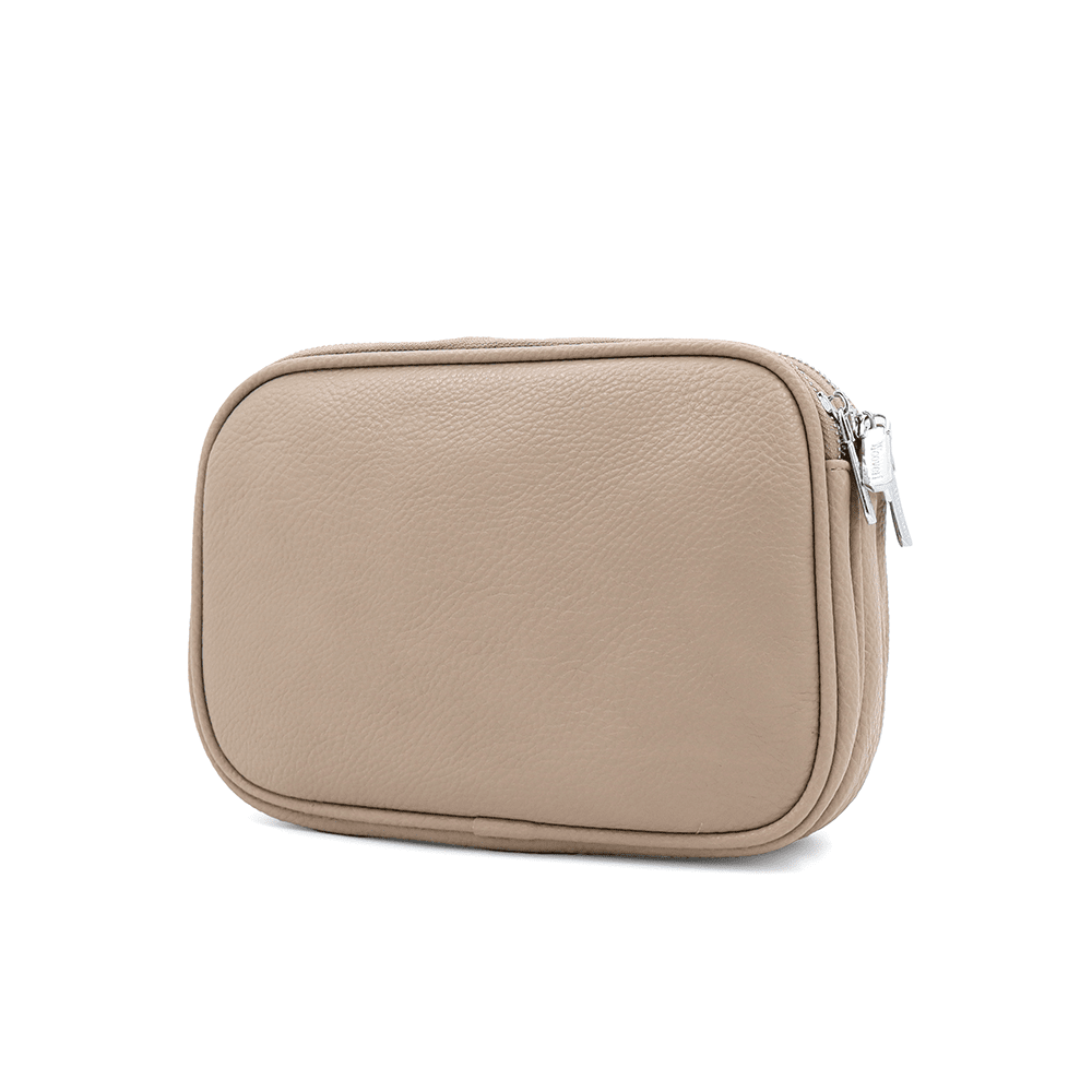 Női válltáska három rekesszel - világosbarna