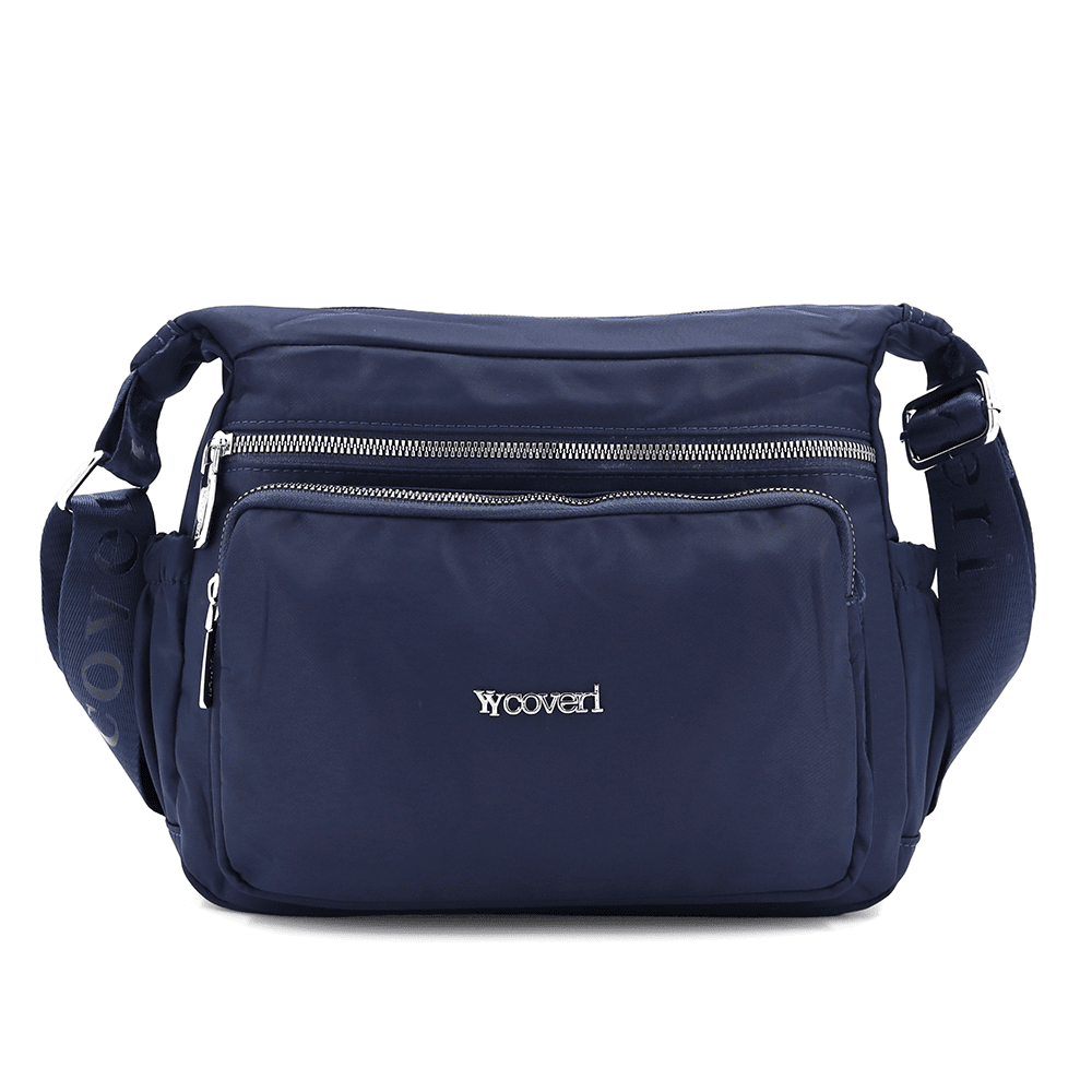 Női válltáska szövetből, sok zsebbel - sötétkék