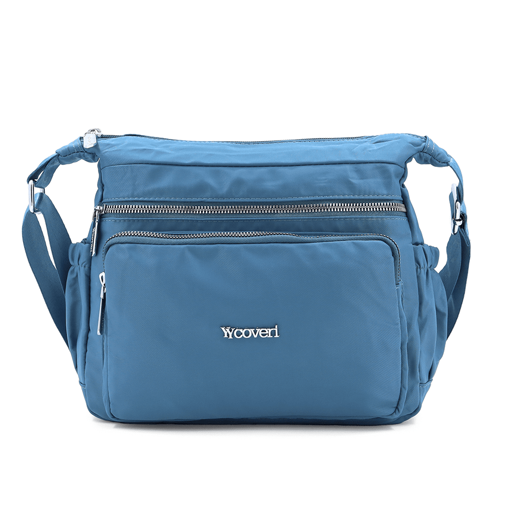 Női válltáska szövetből, sok zsebbel - kék