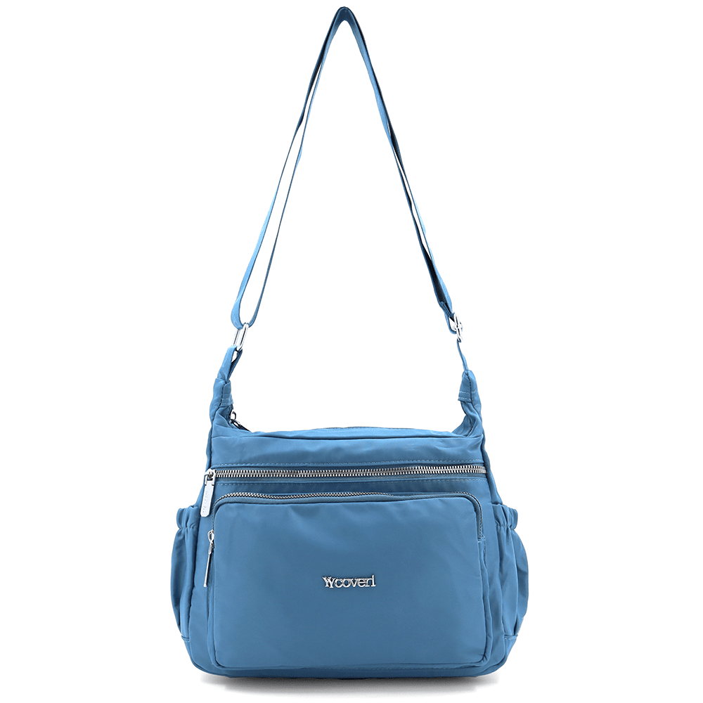 Női válltáska szövetből, sok zsebbel - kék