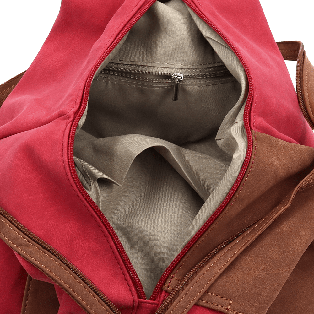 Női hátizsák titkos záródással Darina - piros/téglavörös barna