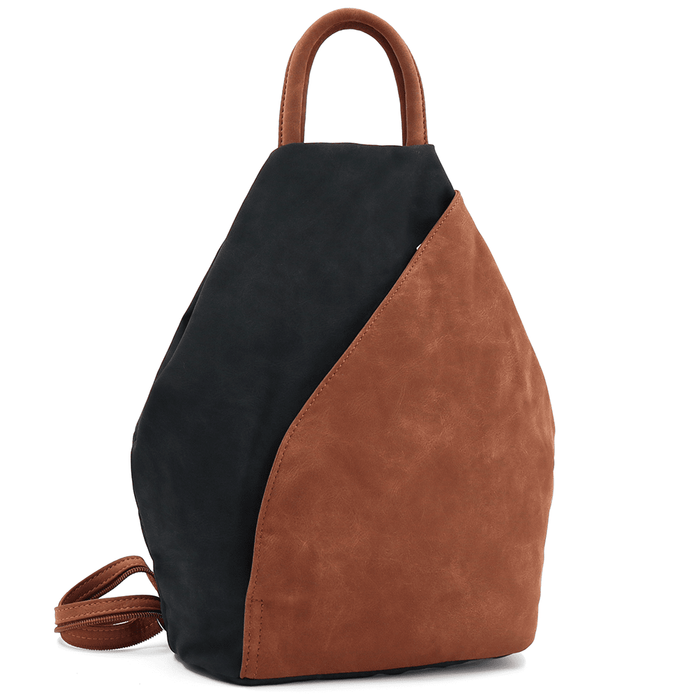 Női hátizsák titkos záródással Darina - fekete/téglavörös barna