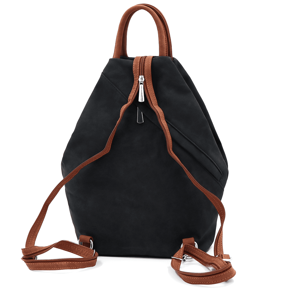 Női hátizsák titkos záródással Darina - fekete/téglavörös barna