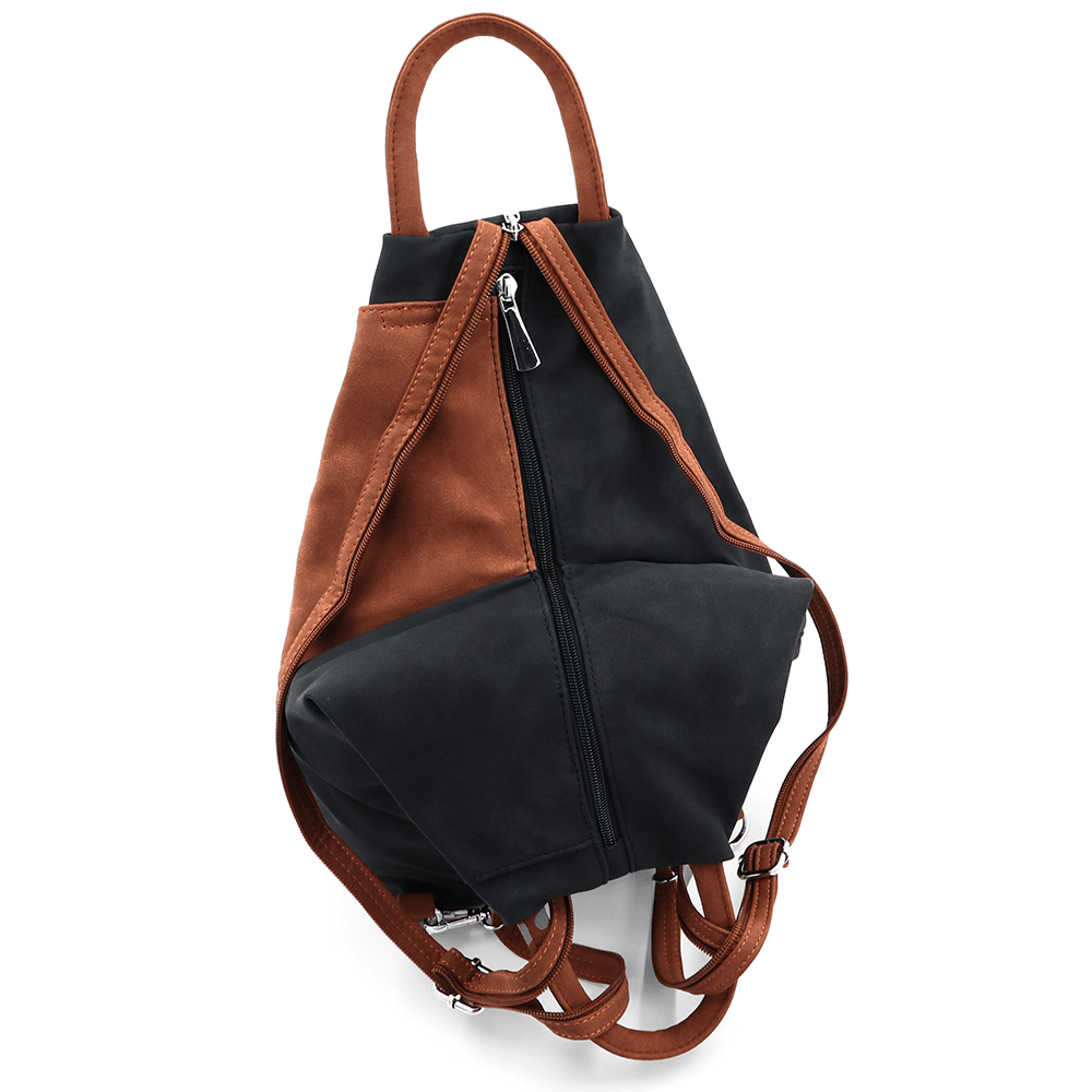 Női hátizsák titkos záródással Darina - fekete/téglavörös barna