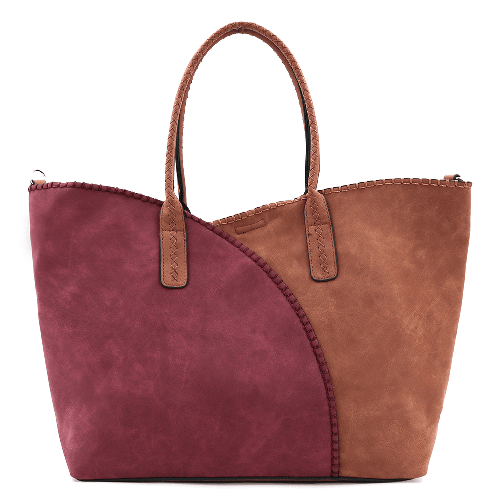 Nagy női táska + válltáska típusú táska - piros/téglavörös barna