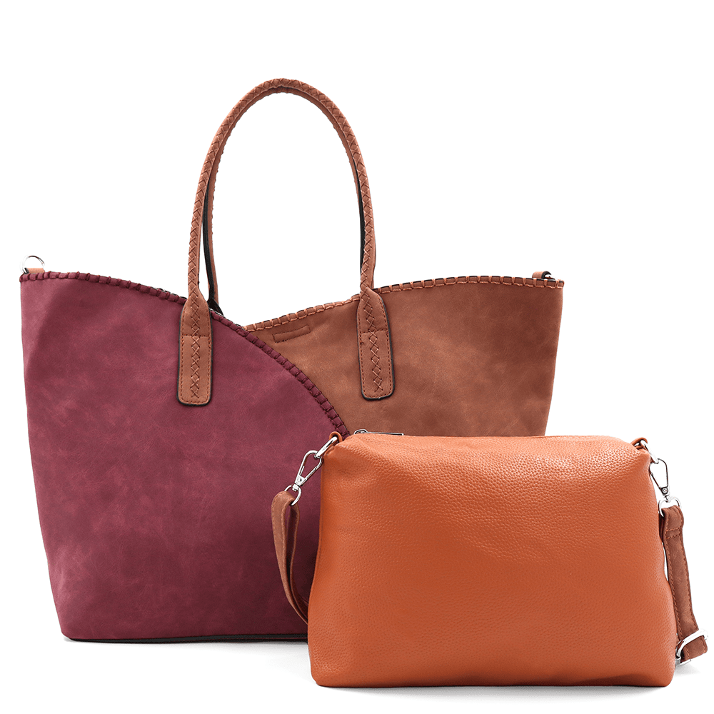 Nagy női táska + válltáska típusú táska - piros/téglavörös barna