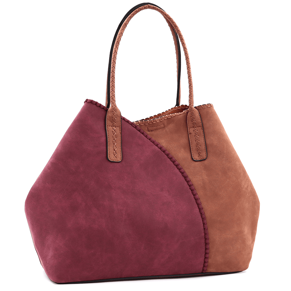 Nagy női táska + válltáska típusú táska - piros/téglavörös barna