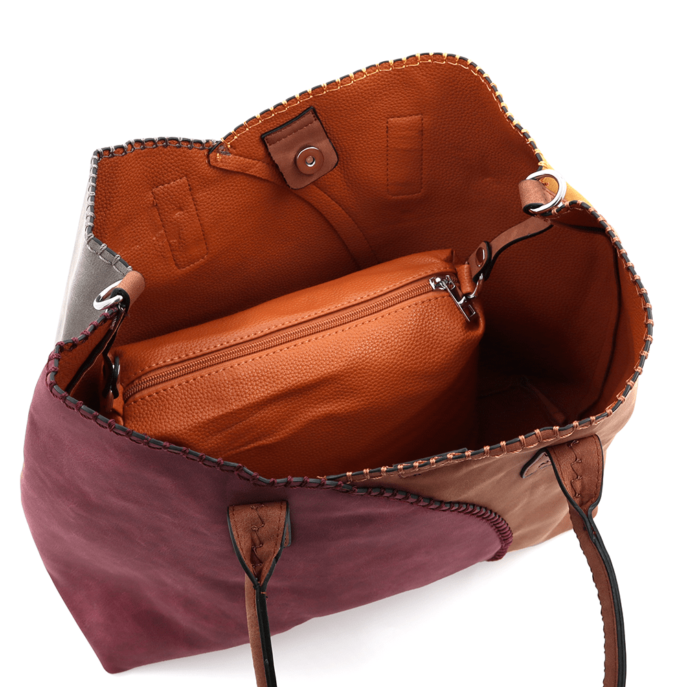 Nagy női táska + válltáska típusú táska - piros/téglavörös barna