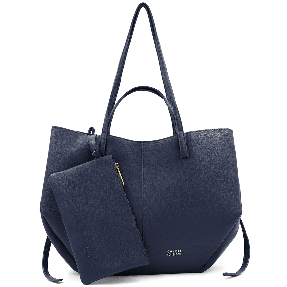 Nagy női táska kétféle fogantyúval és tolltartóval Siena - sötétkék