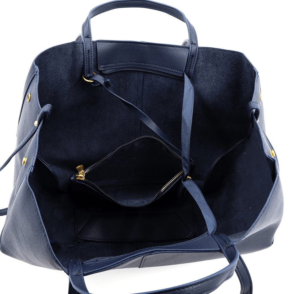 Nagy női táska kétféle fogantyúval és tolltartóval Siena - sötétkék