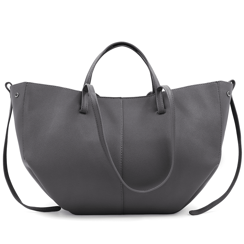 Nagy női táska kétféle fogantyúval és tolltartóval Siena - szürke