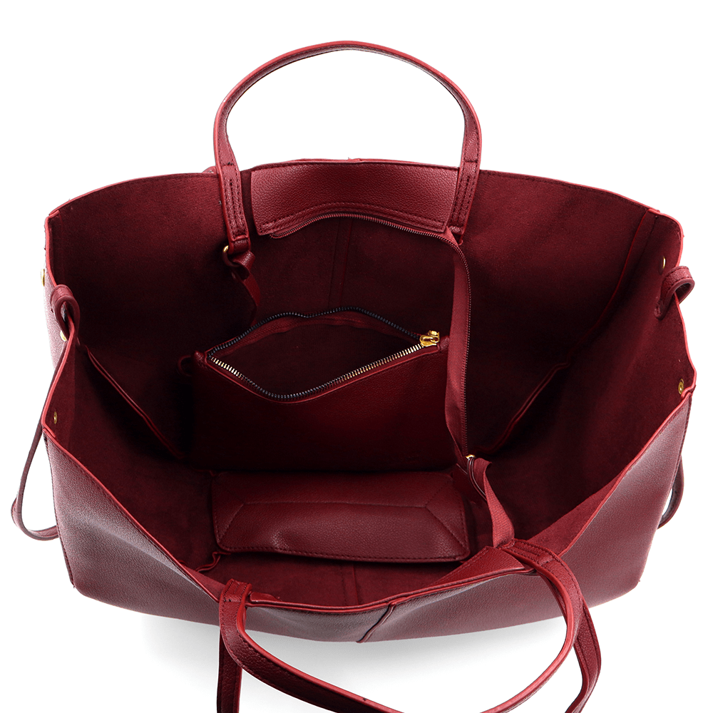 Nagy női táska kétféle fogantyúval és tolltartóval Siena - bordó