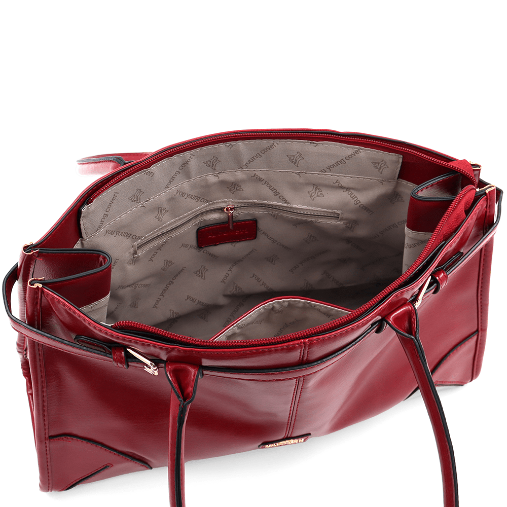 Női táska kutyus és pelyhek medálokkal - piros