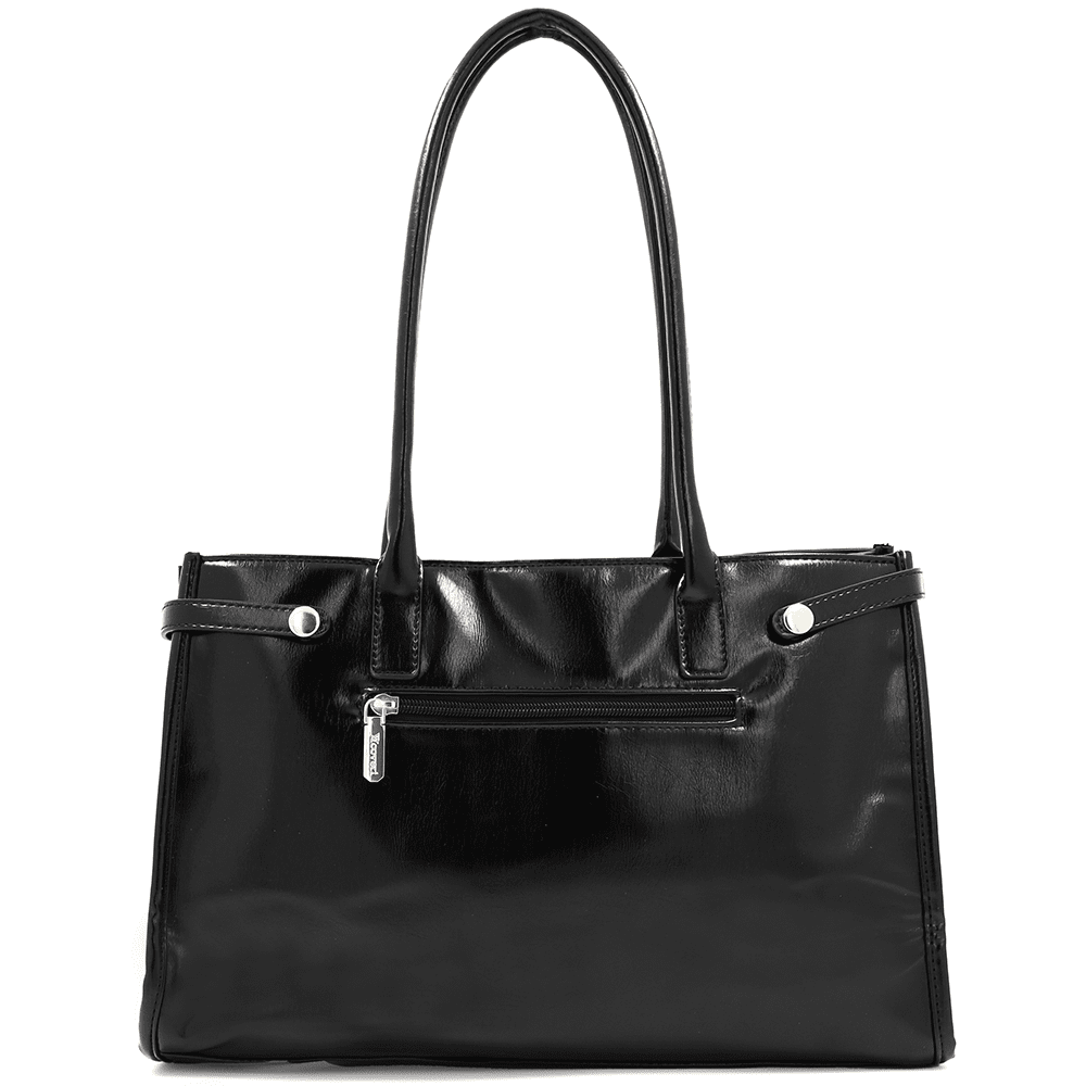 Női táska kutyus és pelyhek medállal - fekete