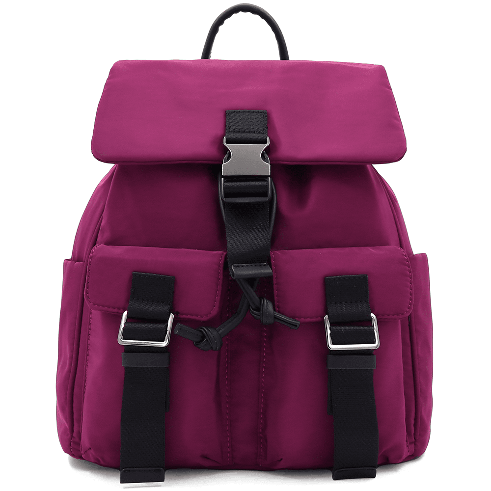 Női hátizsák szövetből, sok zsebbel - fukszia