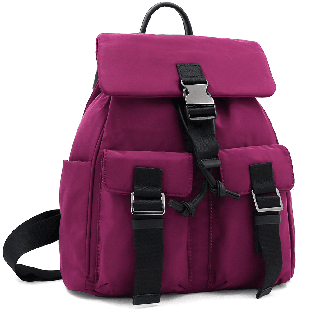 Női hátizsák szövetből, sok zsebbel - fukszia