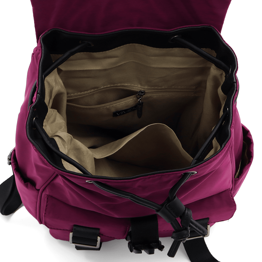 Női hátizsák szövetből, sok zsebbel - fukszia