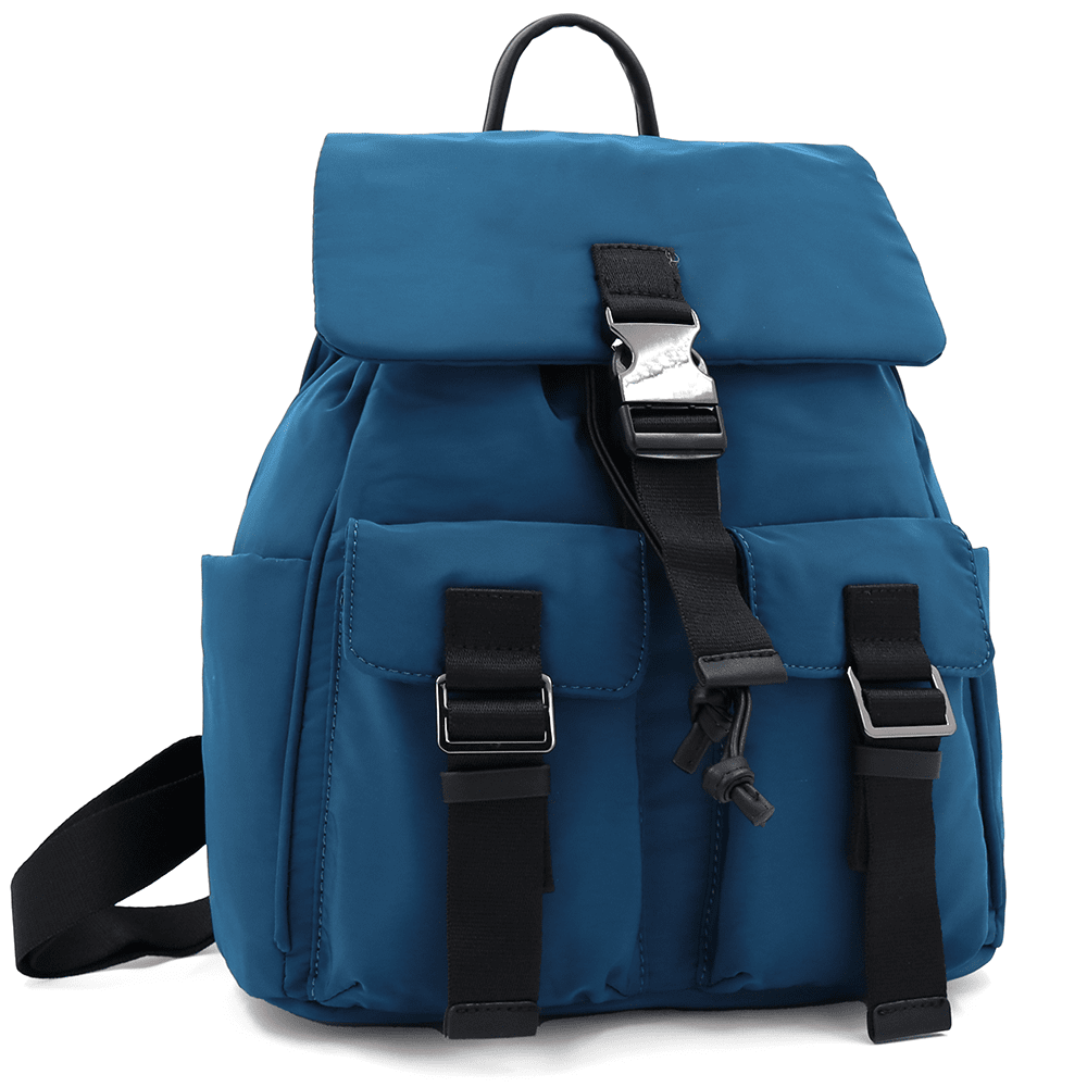 Női hátizsák szövetből, sok zsebbel - kék