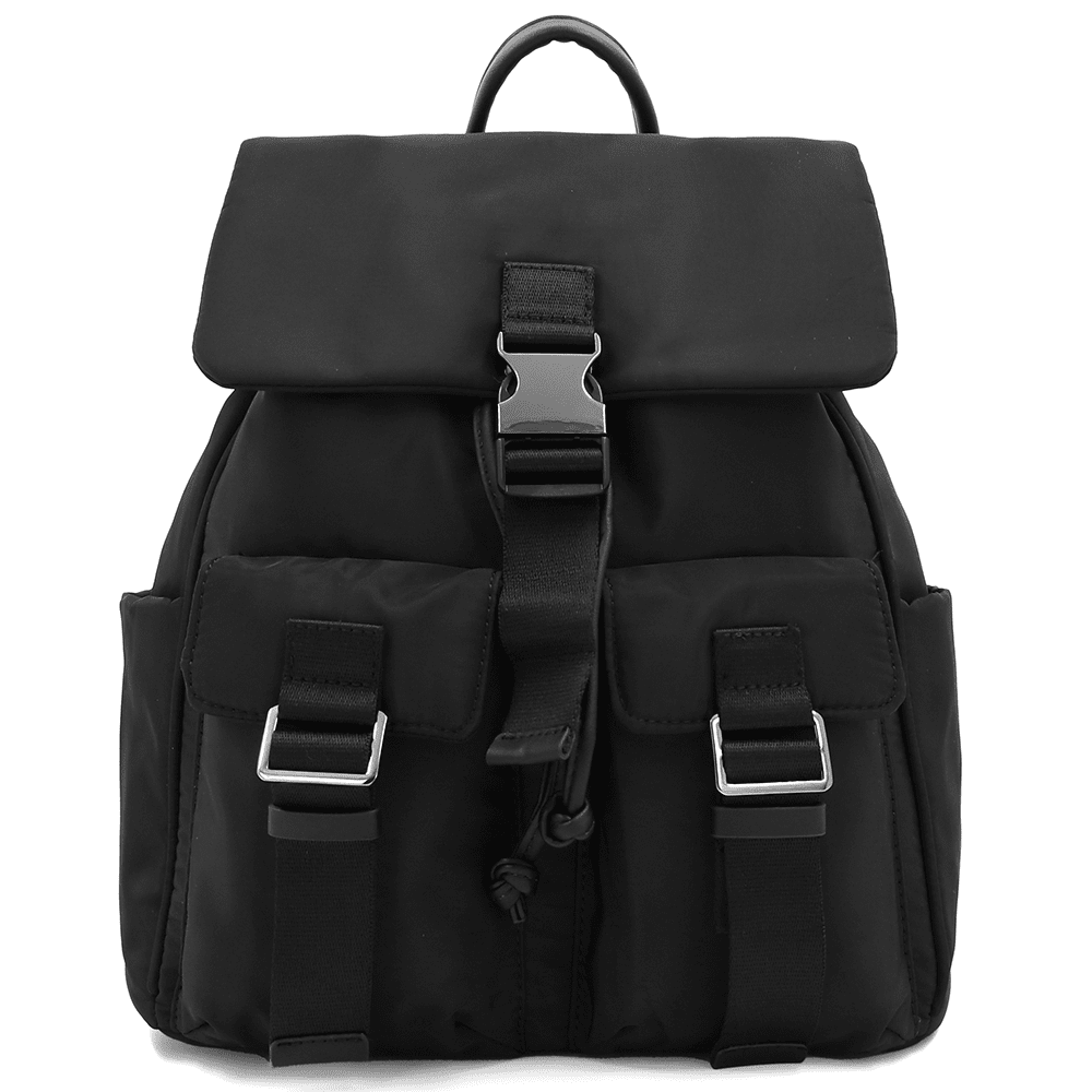 Női hátizsák szövetből, sok zsebbel - fekete