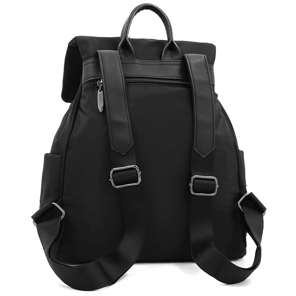 Női hátizsák szövetből, sok zsebbel - fekete