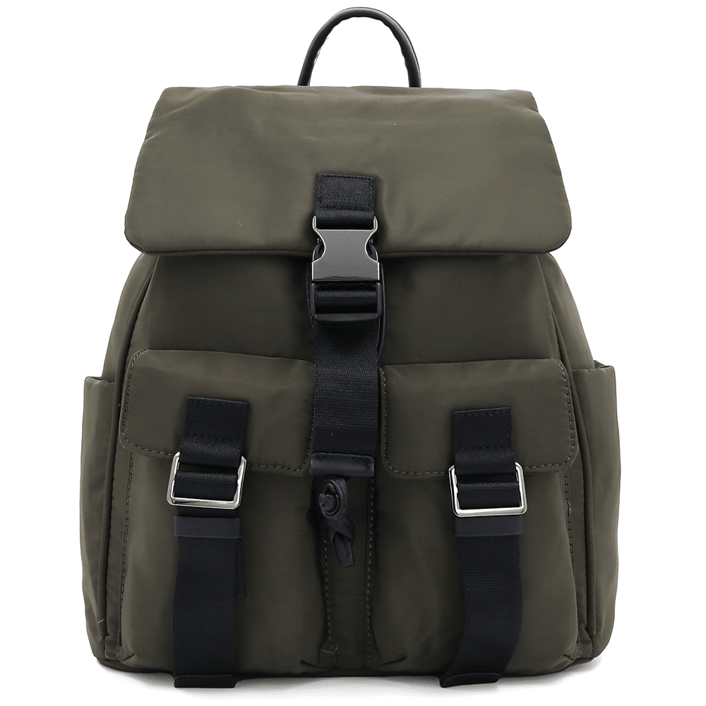 Női hátizsák szövetből, sok zsebbel - zöld