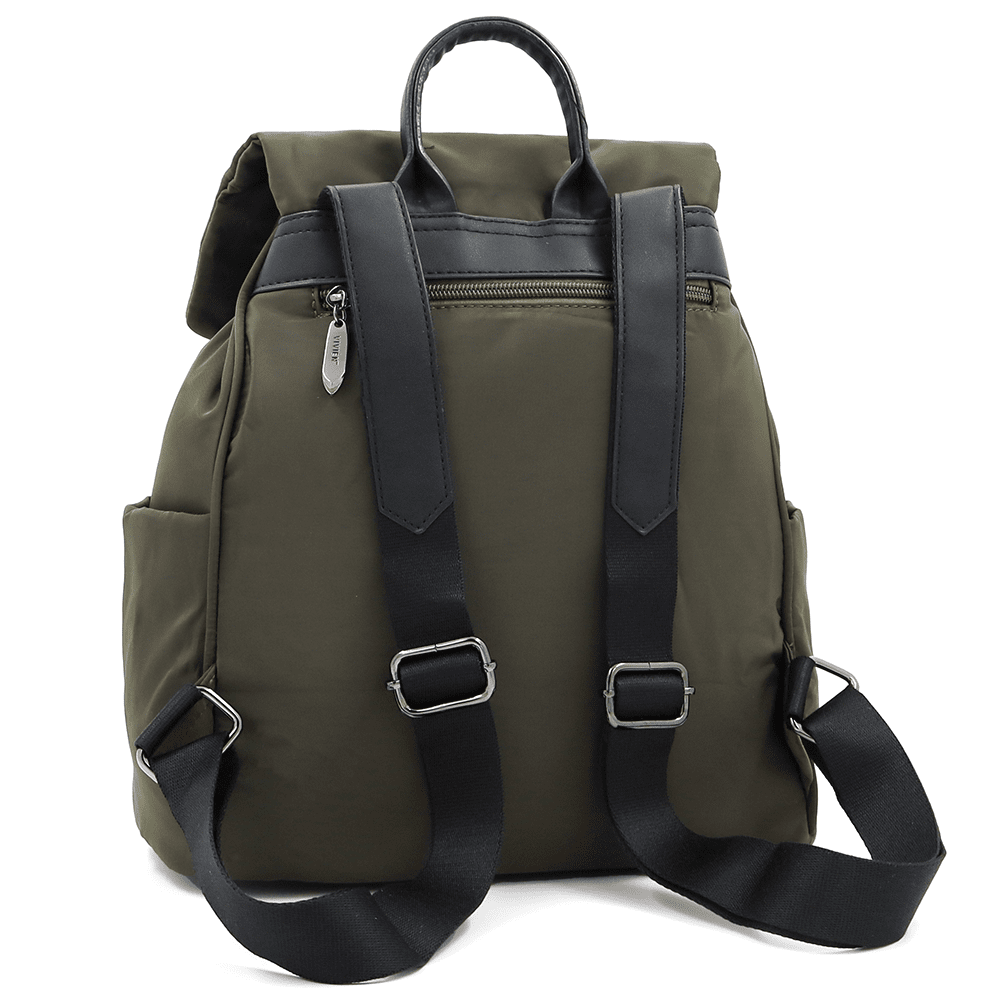 Női hátizsák szövetből, sok zsebbel - zöld